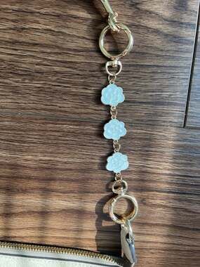 Camellia Bag Extender Chain Light Gold Tone White